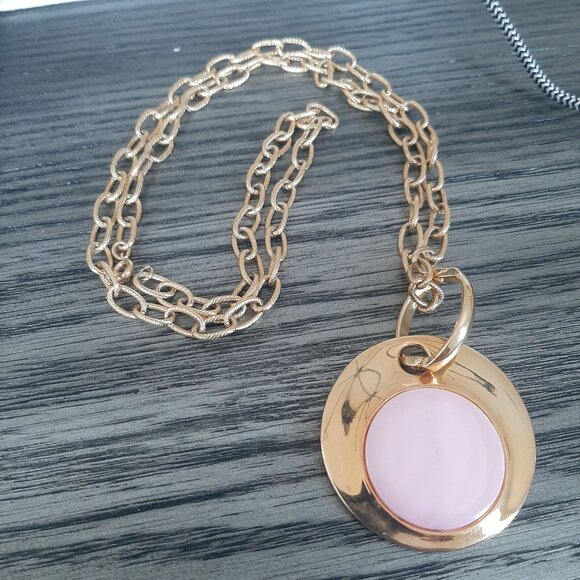 Joan Rivers Gold Tone Pink Swirl Center Pendant Necklace - Picture 1 of 2